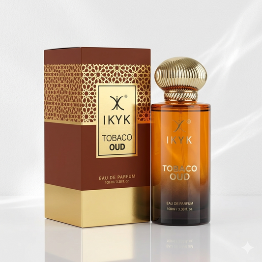 Tobacco Oud perfume bottle and gift box luxury fragrance