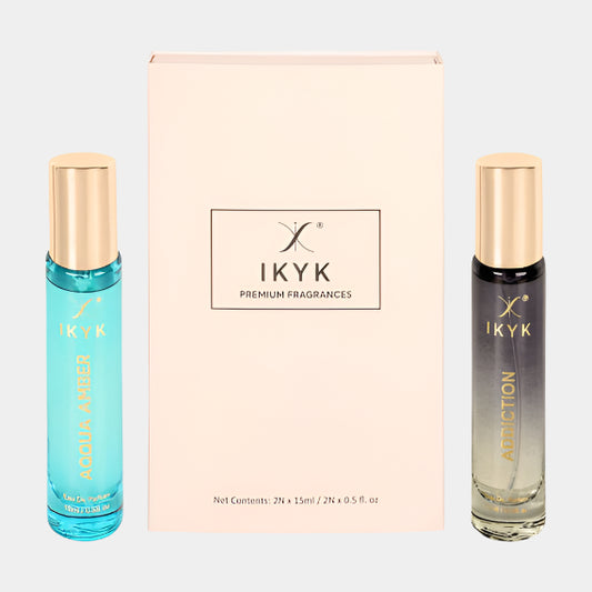 IKYK Perfumes Gift Set – Premium Long Lasting Perfume EDP 2 * 15ml For HIM | AQQUA AMBER | ADDICTION