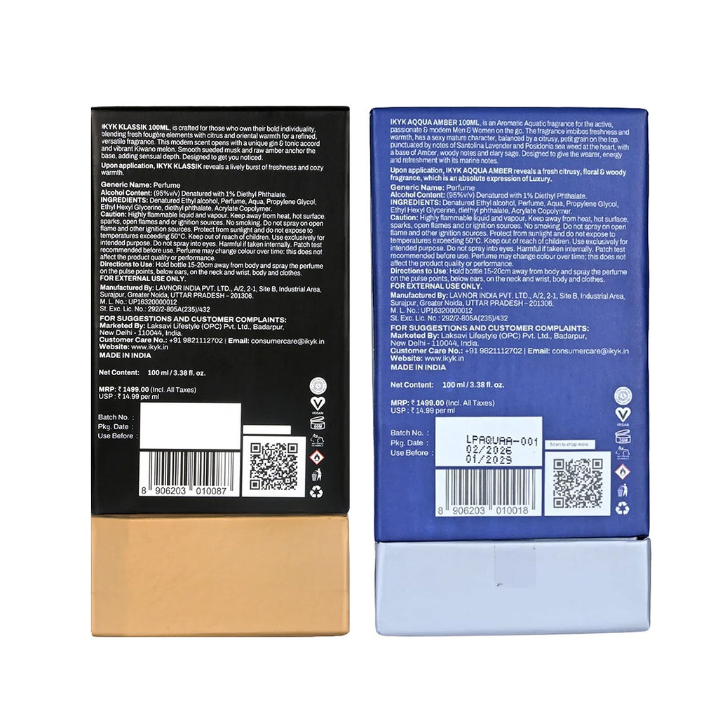 IKYK Klassik 100ML & Aqqua Amber 100ML Combo