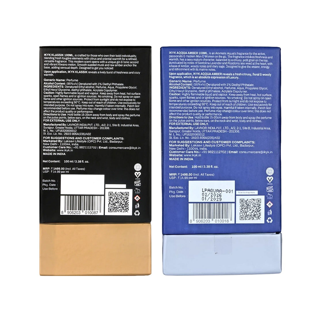 IKYK Klassik 100ML & Aqqua Amber 100ML Combo