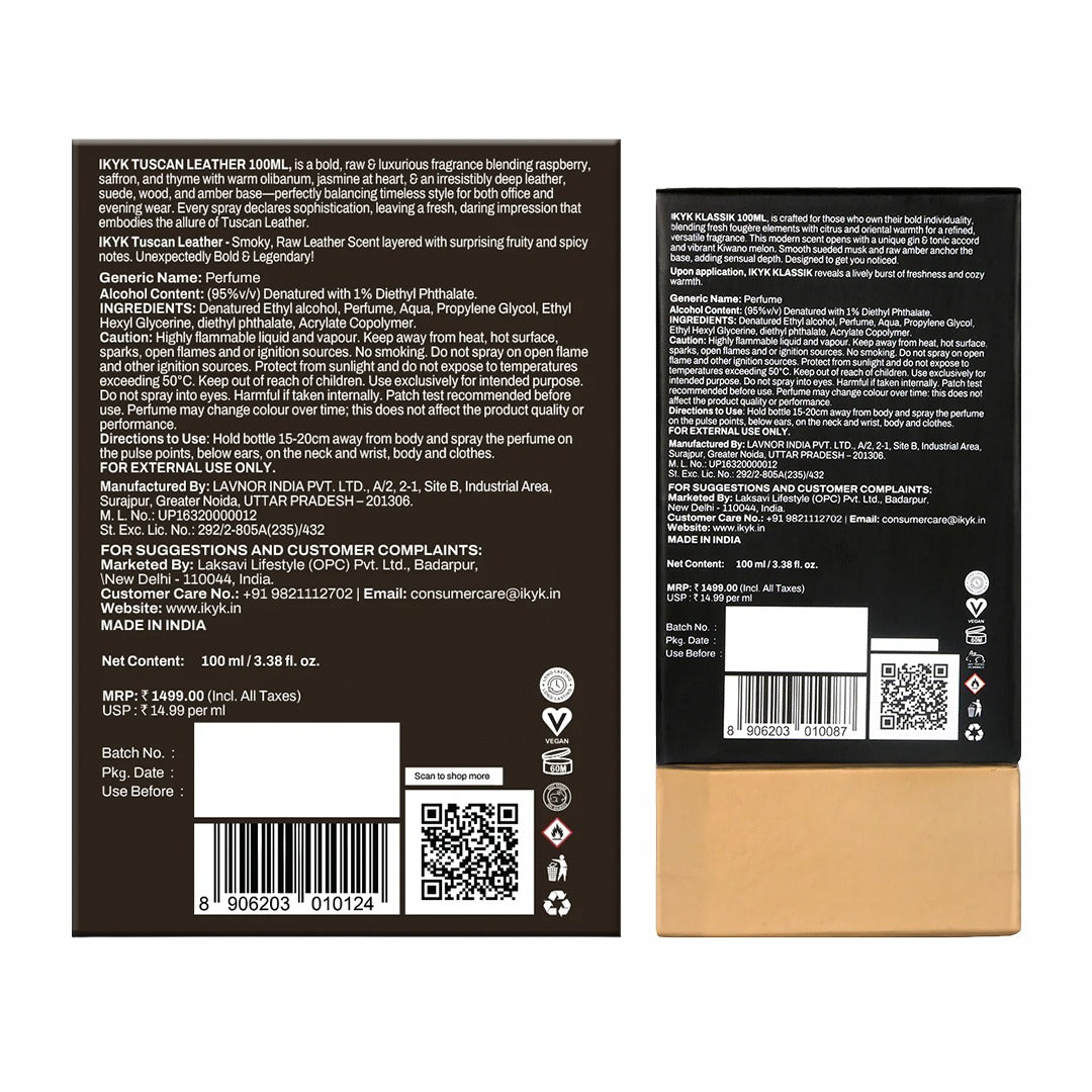 IKYK Tuscan Leather 100ML & Klassik 100ML Combo