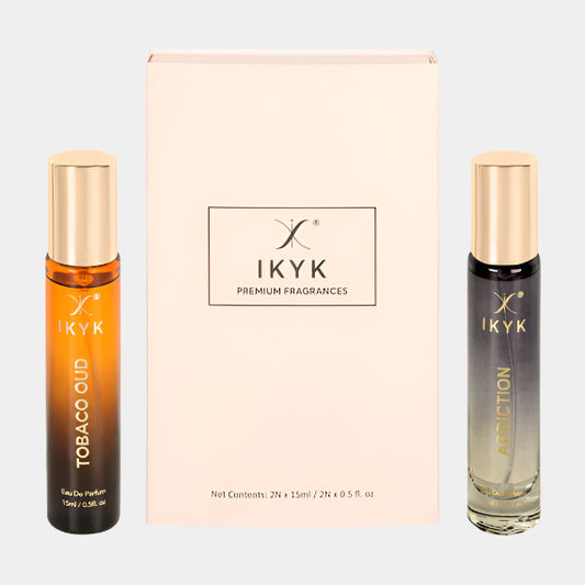 IKYK Perfumes Gift Set – Premium Long Lasting Perfume EDP 2 * 15ml for HIM & HER | TOBACO OUD | ADDICTION