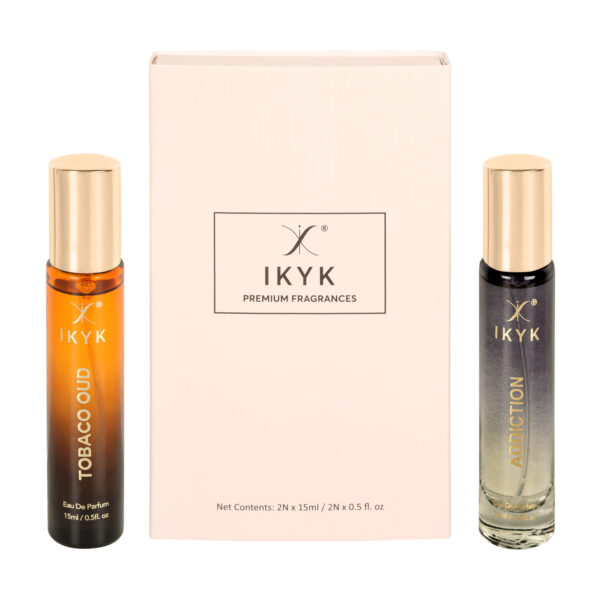 IKYK Perfumes Gift Set - Premium Long Lasting Perfume EDP 2 * 15ml for HIM & HER | TOBACO OUD | ADDICTION
